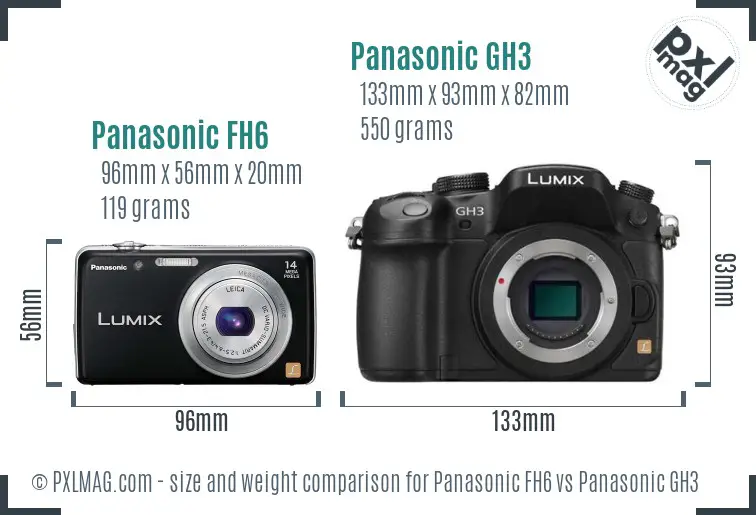 Panasonic FH6 vs Panasonic GH3 size comparison Panasonic FH6 vs Panasonic GH3 size comparison
