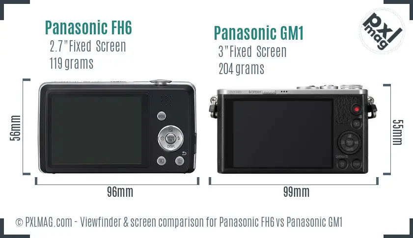 Panasonic FH6 vs Panasonic GM1 Screen and Viewfinder comparison Panasonic FH6 vs Panasonic GM1 Screen and Viewfinder comparison