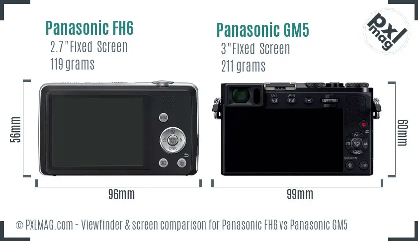 Panasonic FH6 vs Panasonic GM5 Screen and Viewfinder comparison