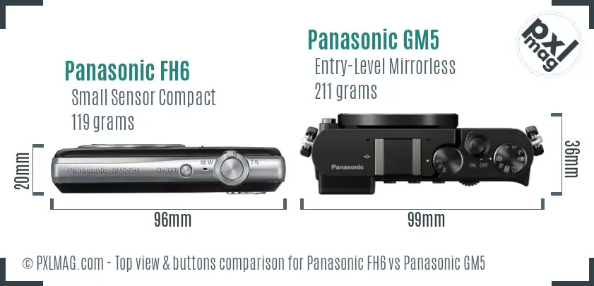 Panasonic FH6 vs Panasonic GM5 top view buttons comparison