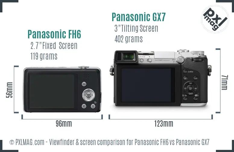 Panasonic FH6 vs Panasonic GX7 Screen and Viewfinder comparison Panasonic FH6 vs Panasonic GX7 Screen and Viewfinder comparison