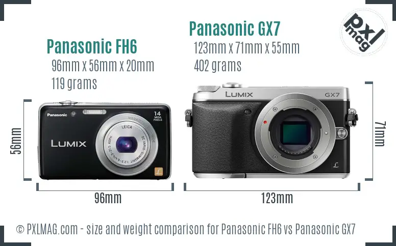 Panasonic FH6 vs Panasonic GX7 size comparison Panasonic FH6 vs Panasonic GX7 size comparison