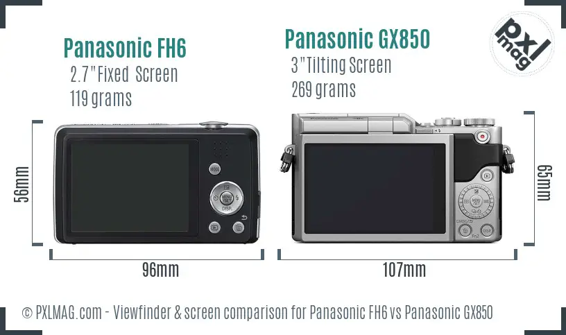 Panasonic FH6 vs Panasonic GX850 Screen and Viewfinder comparison
