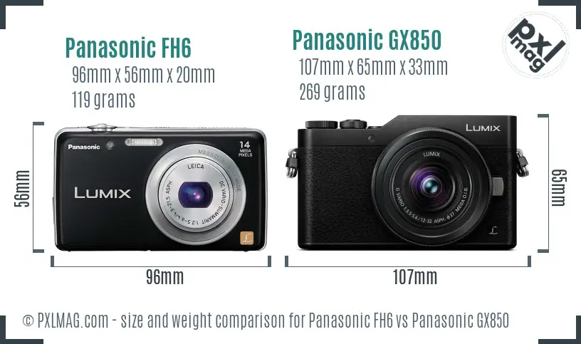 Panasonic FH6 vs Panasonic GX850 size comparison