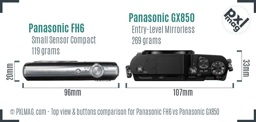 Panasonic FH6 vs Panasonic GX850 top view buttons comparison
