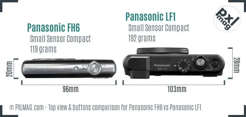 Panasonic FH6 vs Panasonic LF1 top view buttons comparison