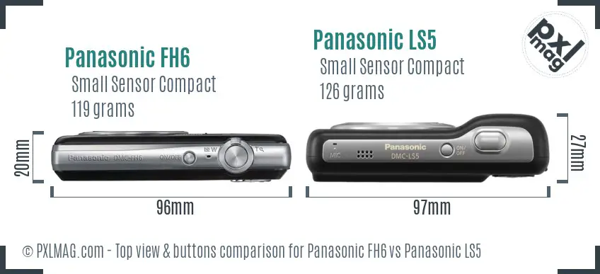 Panasonic FH6 vs Panasonic LS5 top view buttons comparison