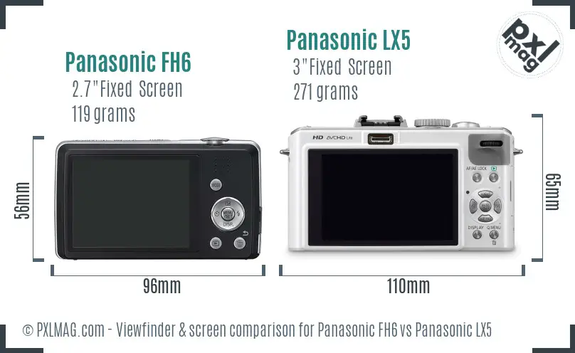 Panasonic FH6 vs Panasonic LX5 Screen and Viewfinder comparison