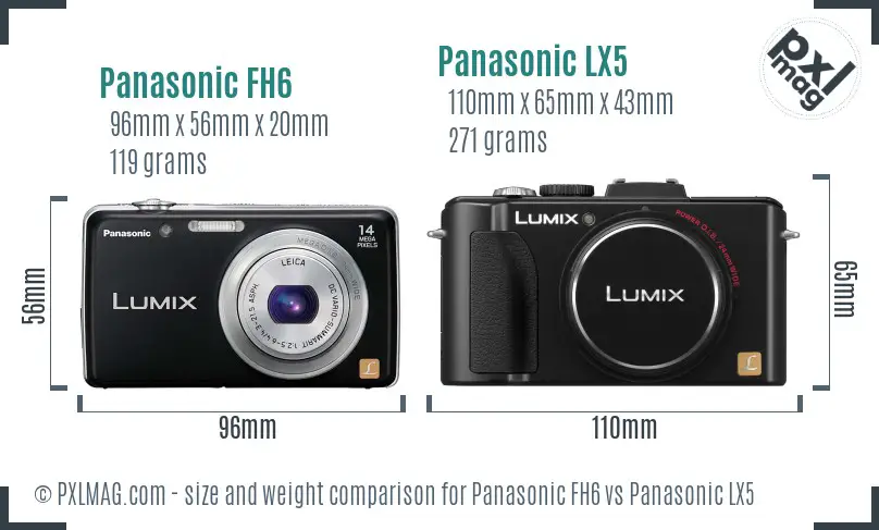 Panasonic FH6 vs Panasonic LX5 size comparison