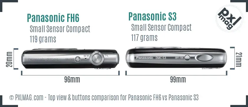 Panasonic FH6 vs Panasonic S3 top view buttons comparison