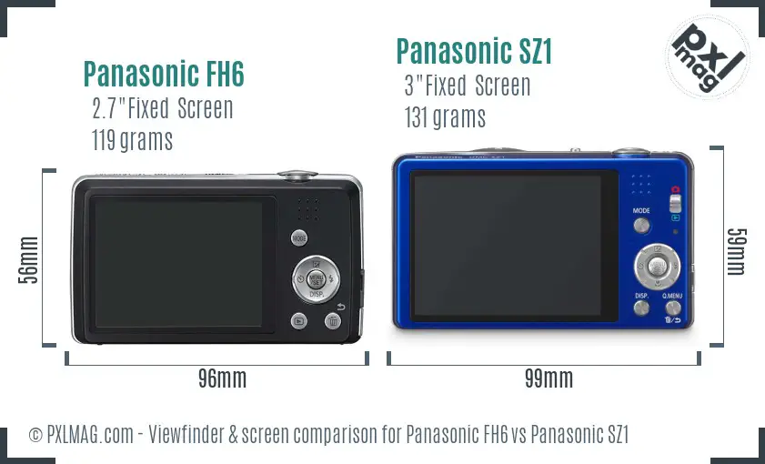 Panasonic FH6 vs Panasonic SZ1 Screen and Viewfinder comparison