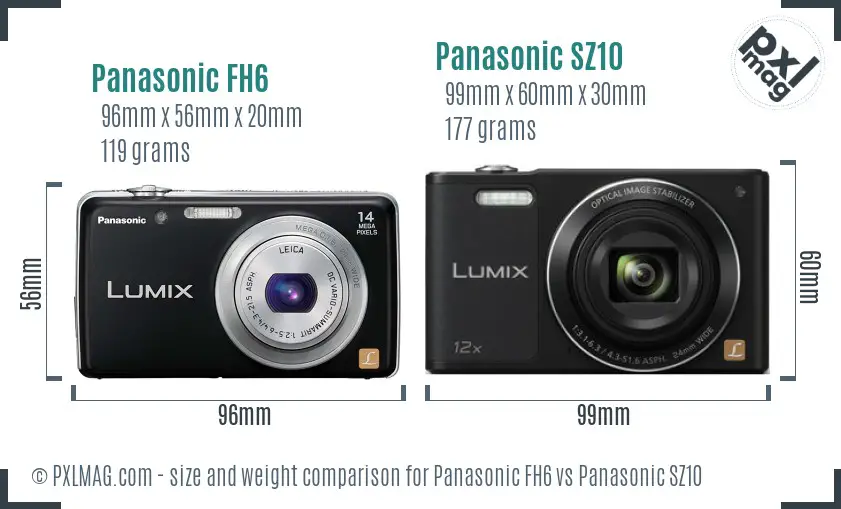 Panasonic FH6 vs Panasonic SZ10 size comparison