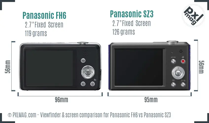 Panasonic FH6 vs Panasonic SZ3 Screen and Viewfinder comparison