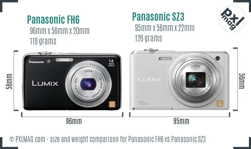 Panasonic FH6 vs Panasonic SZ3 size comparison