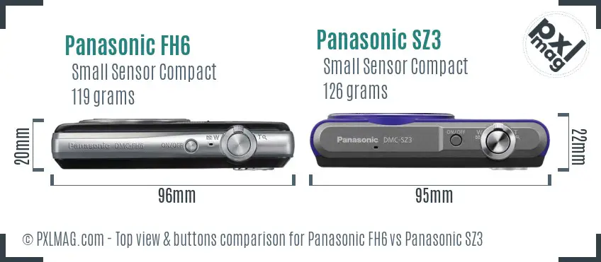 Panasonic FH6 vs Panasonic SZ3 top view buttons comparison