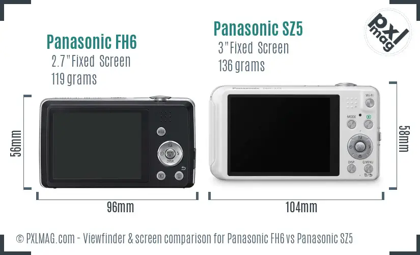 Panasonic FH6 vs Panasonic SZ5 Screen and Viewfinder comparison Panasonic FH6 vs Panasonic SZ5 Screen and Viewfinder comparison