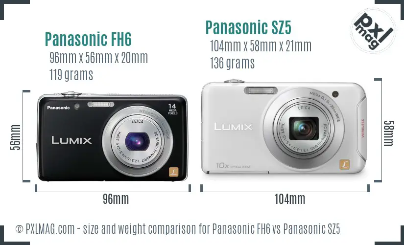 Panasonic FH6 vs Panasonic SZ5 size comparison Panasonic FH6 vs Panasonic SZ5 size comparison