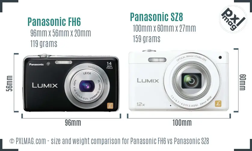 Panasonic FH6 vs Panasonic SZ8 size comparison