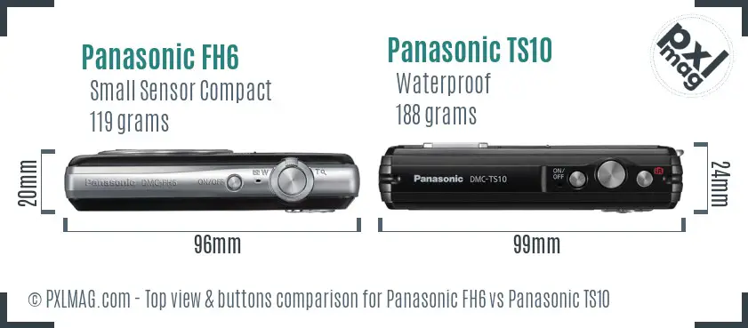 Panasonic FH6 vs Panasonic TS10 top view buttons comparison