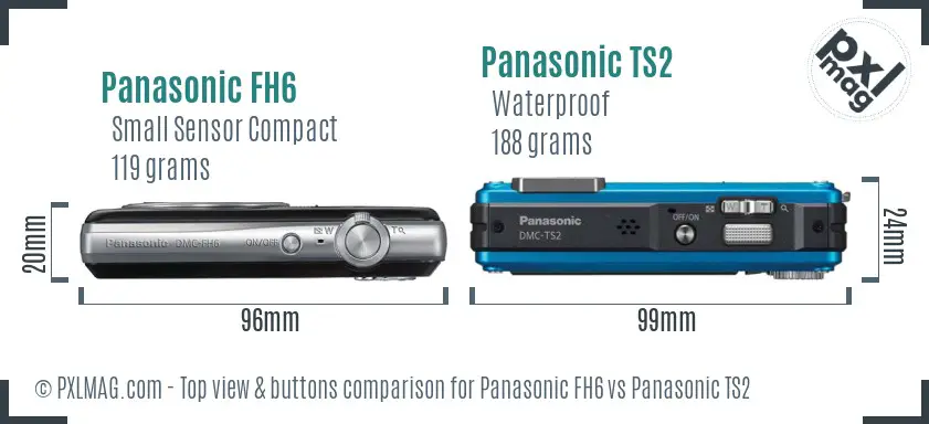 Panasonic FH6 vs Panasonic TS2 top view buttons comparison