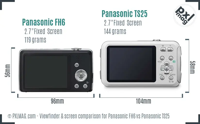 Panasonic FH6 vs Panasonic TS25 Screen and Viewfinder comparison