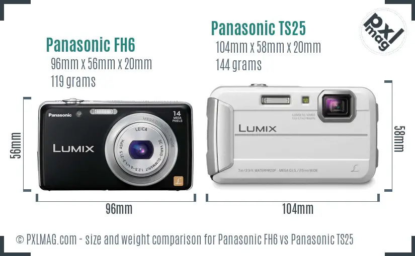 Panasonic FH6 vs Panasonic TS25 size comparison