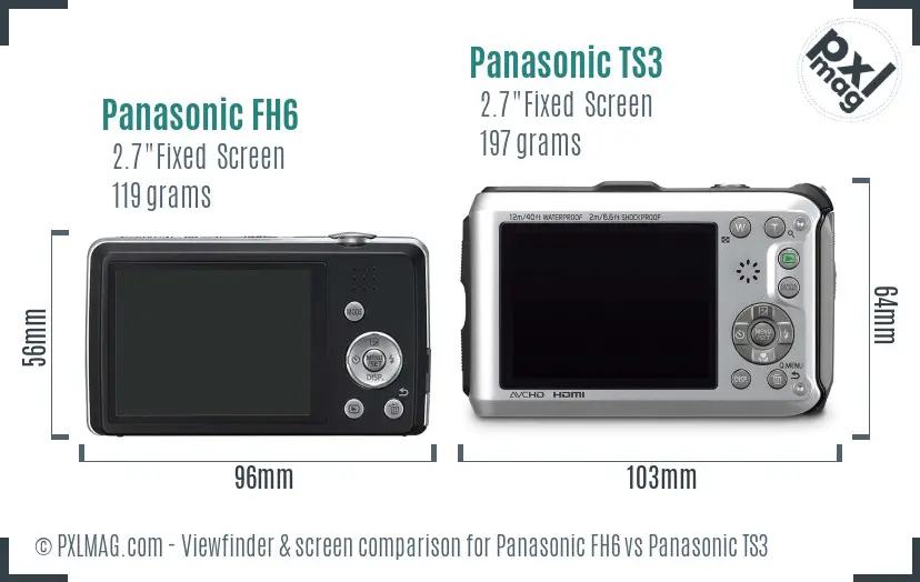 Panasonic FH6 vs Panasonic TS3 Screen and Viewfinder comparison