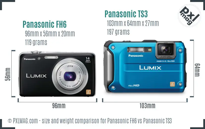 Panasonic FH6 vs Panasonic TS3 size comparison