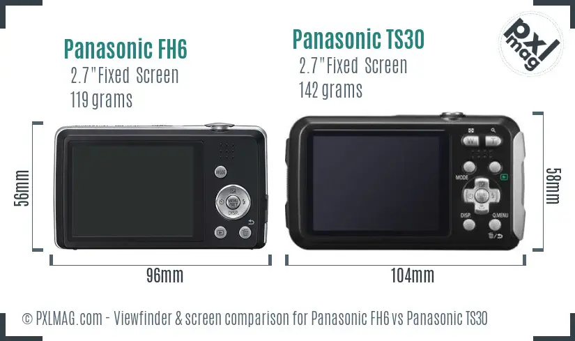 Panasonic FH6 vs Panasonic TS30 Screen and Viewfinder comparison