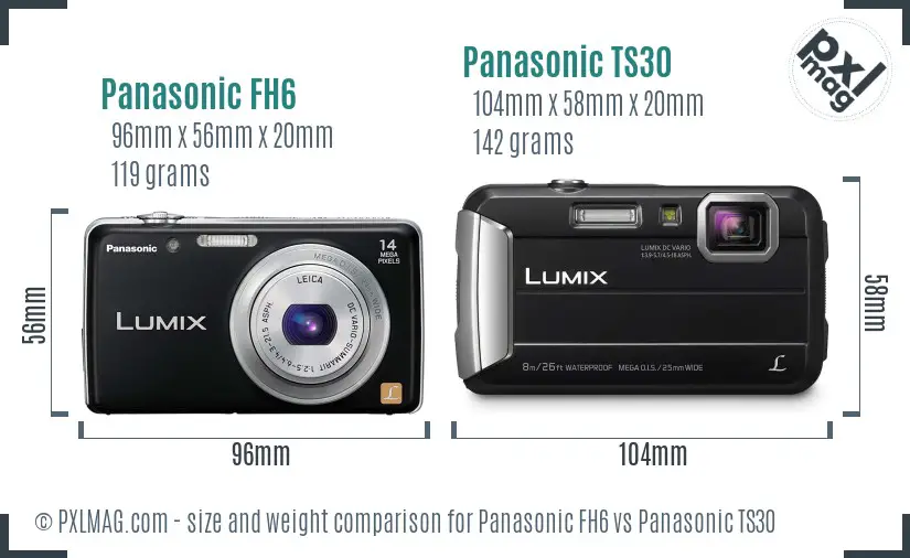 Panasonic FH6 vs Panasonic TS30 size comparison