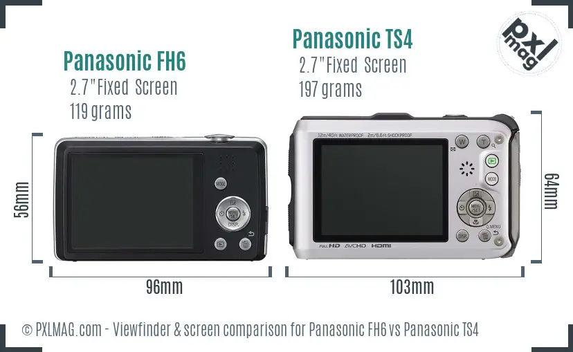 Panasonic FH6 vs Panasonic TS4 Screen and Viewfinder comparison