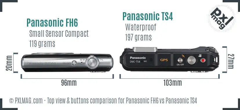 Panasonic FH6 vs Panasonic TS4 top view buttons comparison