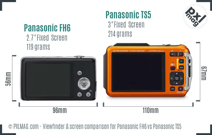 Panasonic FH6 vs Panasonic TS5 Screen and Viewfinder comparison