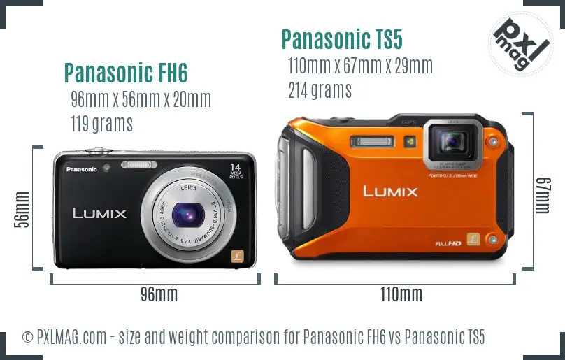 Panasonic FH6 vs Panasonic TS5 size comparison