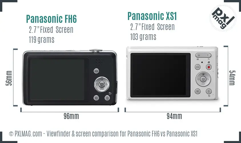 Panasonic FH6 vs Panasonic XS1 Screen and Viewfinder comparison