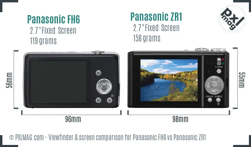 Panasonic FH6 vs Panasonic ZR1 Screen and Viewfinder comparison
