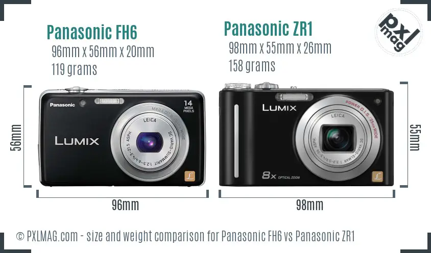 Panasonic FH6 vs Panasonic ZR1 size comparison