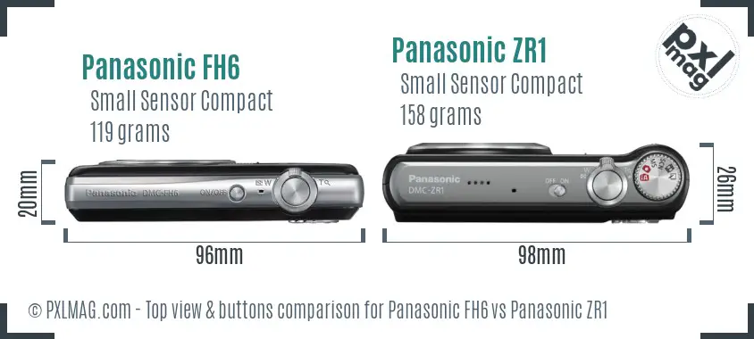 Panasonic FH6 vs Panasonic ZR1 top view buttons comparison