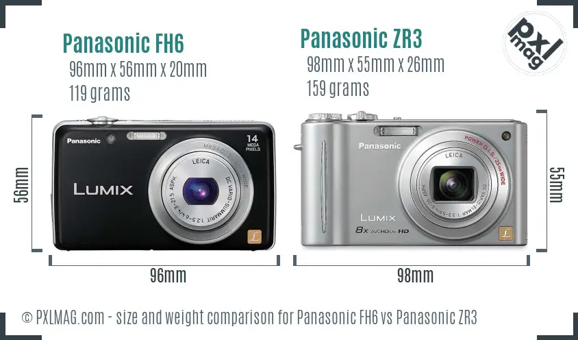 Panasonic FH6 vs Panasonic ZR3 size comparison