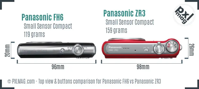 Panasonic FH6 vs Panasonic ZR3 top view buttons comparison