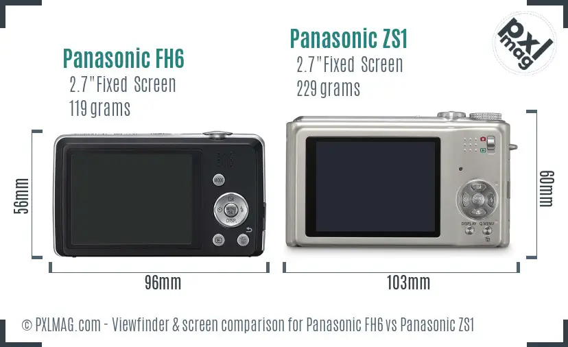Panasonic FH6 vs Panasonic ZS1 Screen and Viewfinder comparison