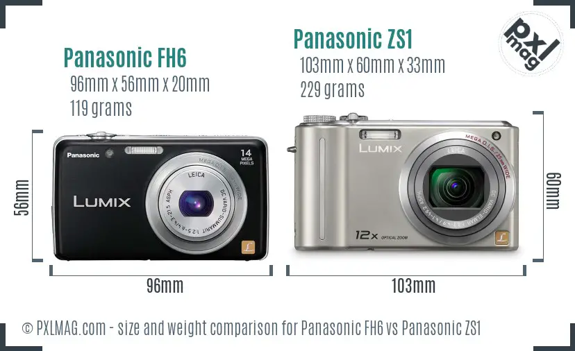 Panasonic FH6 vs Panasonic ZS1 size comparison