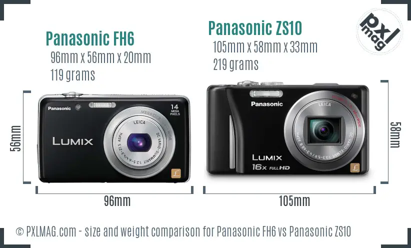 Panasonic FH6 vs Panasonic ZS10 size comparison