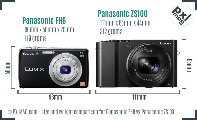Panasonic FH6 vs Panasonic ZS100 size comparison
