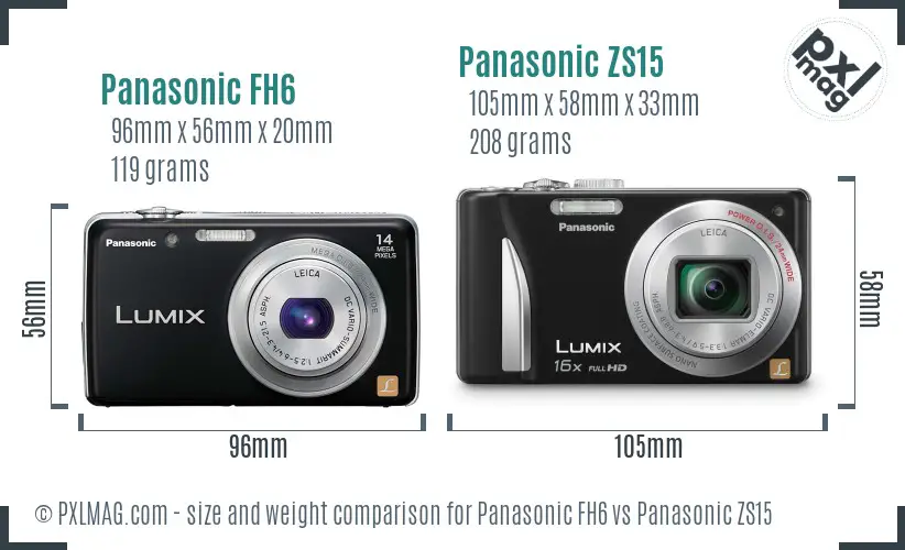 Panasonic FH6 vs Panasonic ZS15 size comparison