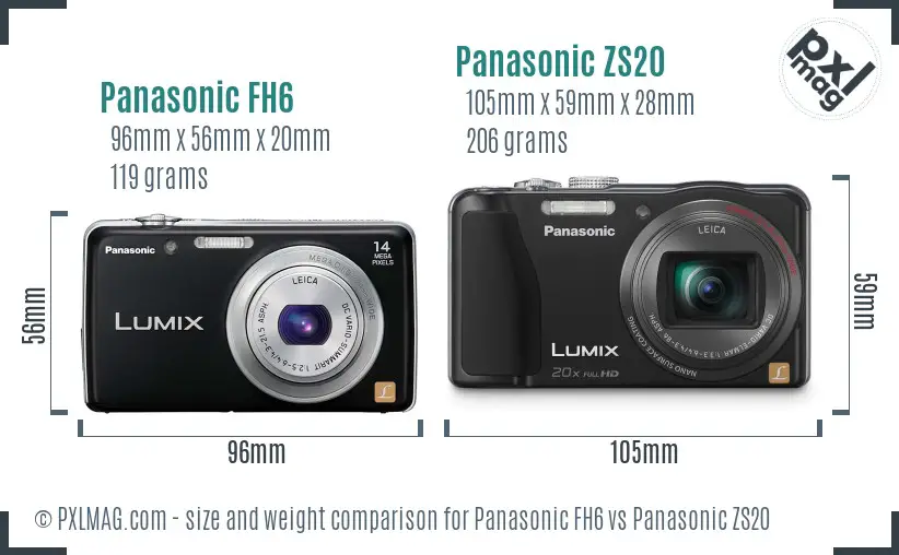 Panasonic FH6 vs Panasonic ZS20 size comparison