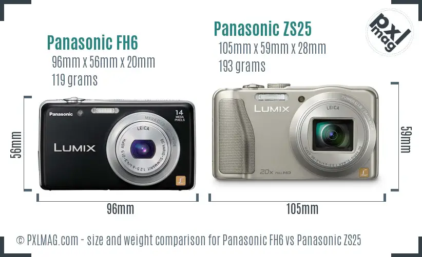 Panasonic FH6 vs Panasonic ZS25 size comparison