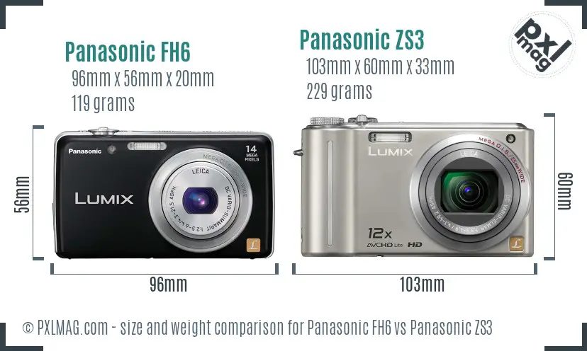 Panasonic FH6 vs Panasonic ZS3 size comparison