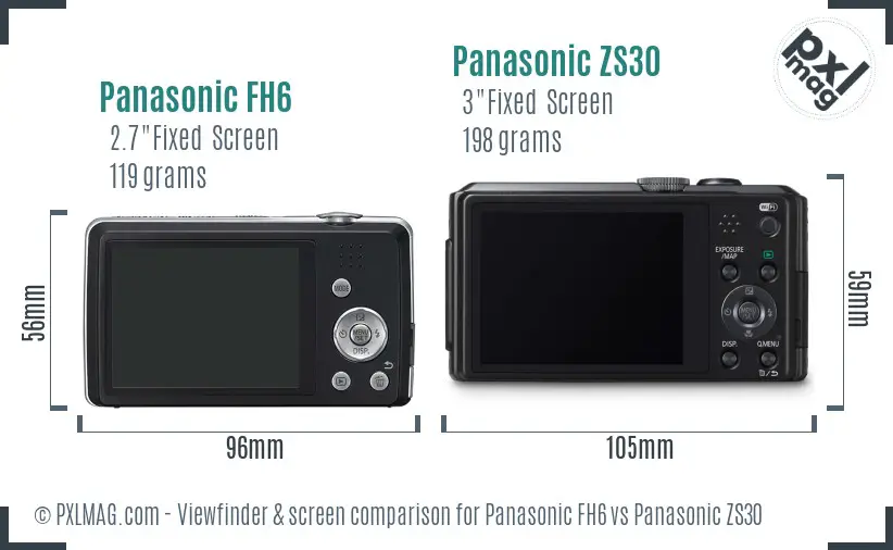 Panasonic FH6 vs Panasonic ZS30 Screen and Viewfinder comparison