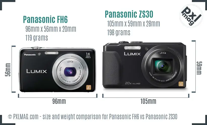 Panasonic FH6 vs Panasonic ZS30 size comparison